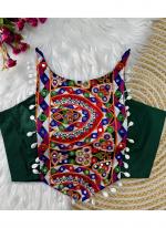 Magic Cotton Green Navratri Wear Mirror Work Readymade Blouse